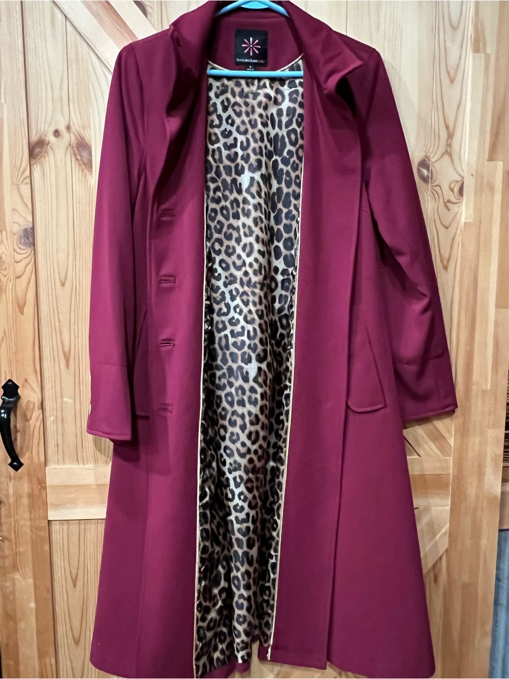 Isaac Mizrahi Burgundy Stand-Collar A-Line Coat Dress
